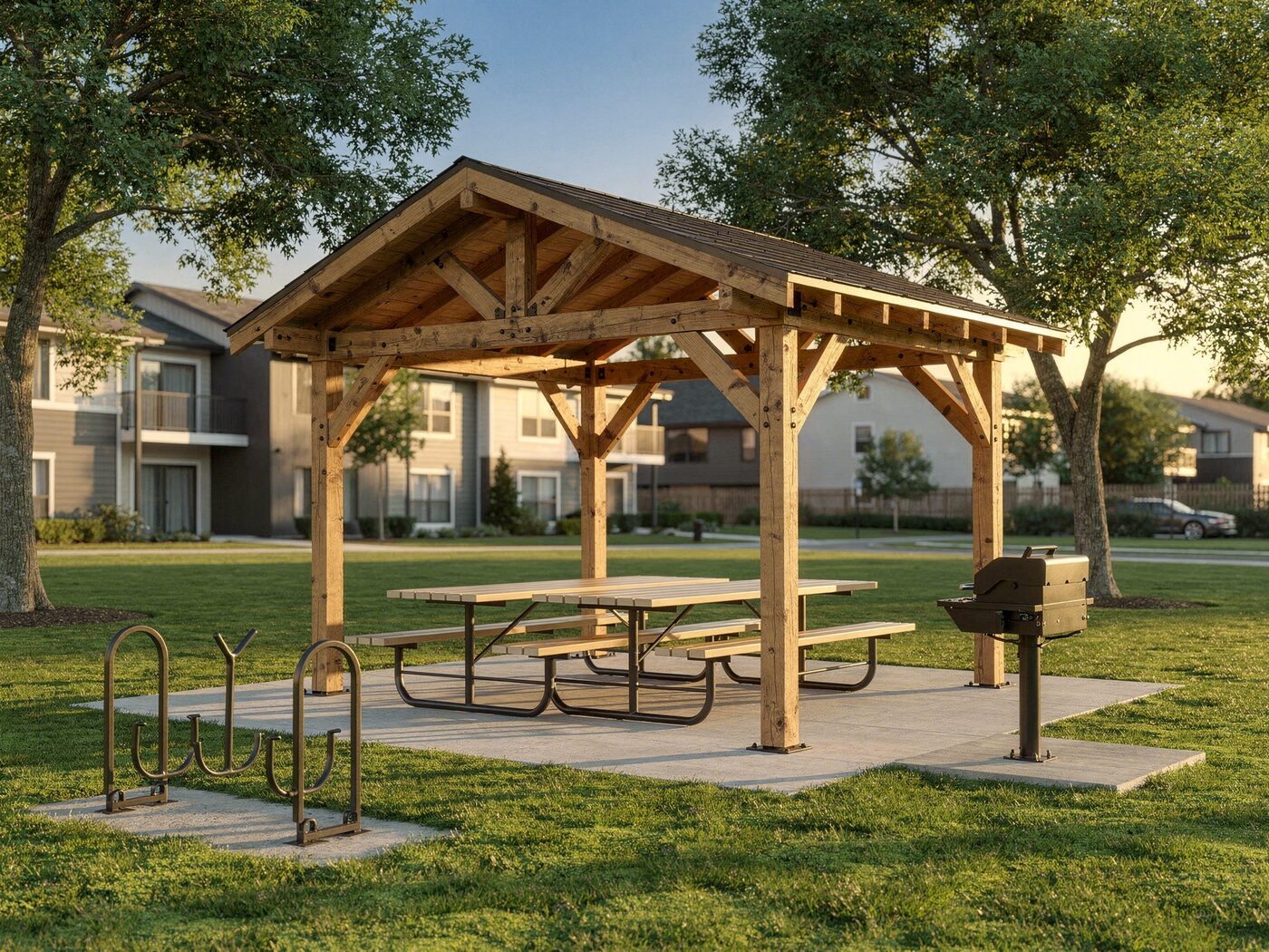 The covered picnic pavilion