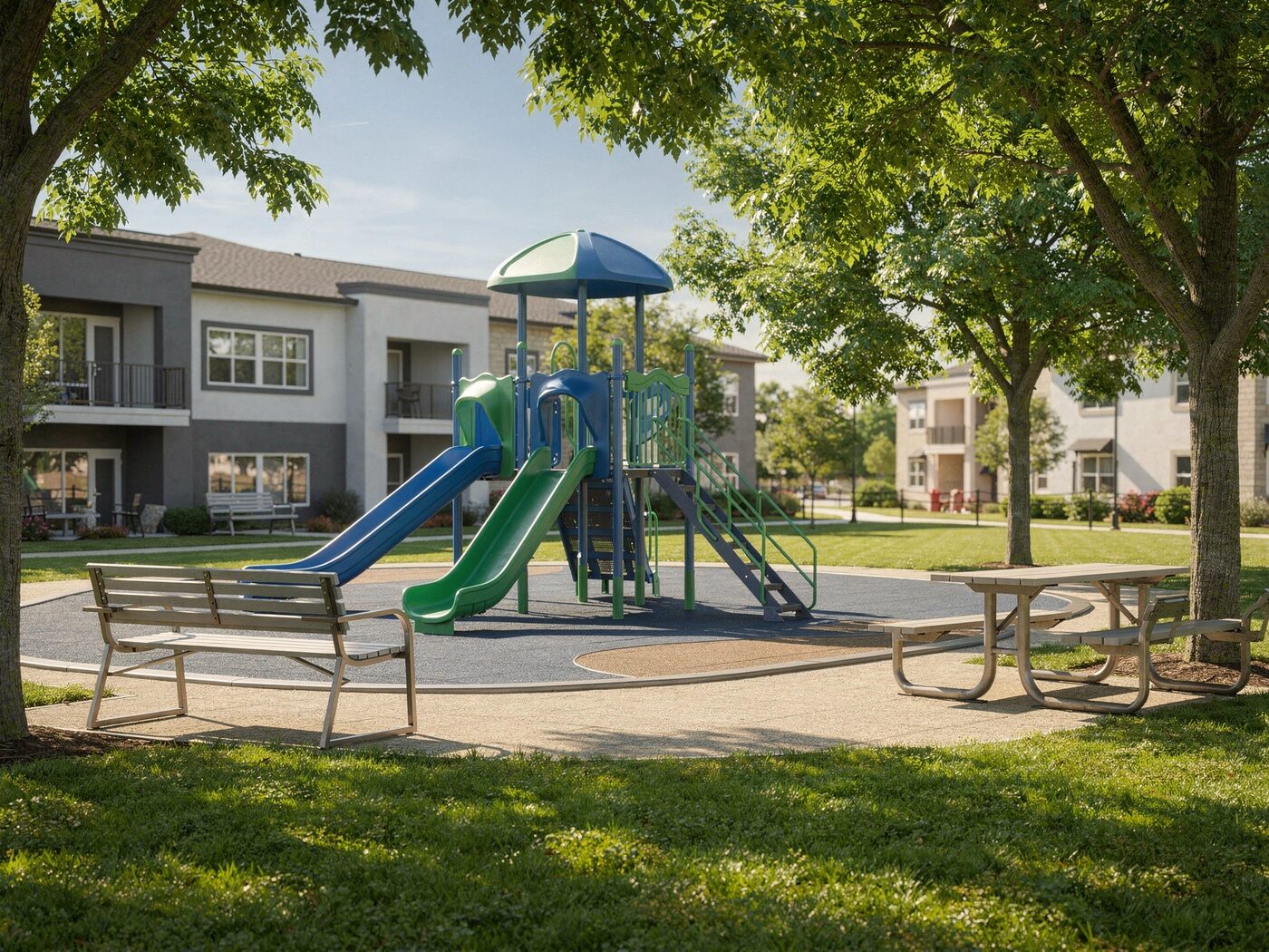 Playground and picnic tables